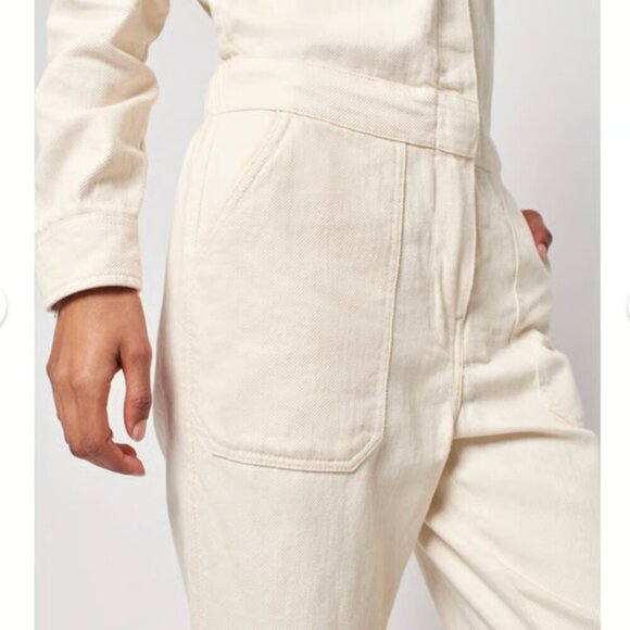 FAHERTY Overland Twill Jumpsuit Stretch Organic Cotton Natural  NWT Size S - Picture 6 of 13